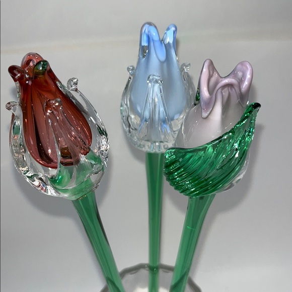 Mikasa Art Glass Hand Blown Murano Style ~ in Reddish/Blue/Lavender Tulip 🌷(3) - Picture 13 of 16